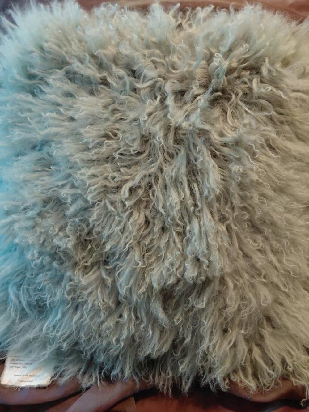 Gray Mongolian Lamb Fur Pillow Cover - 16" Square